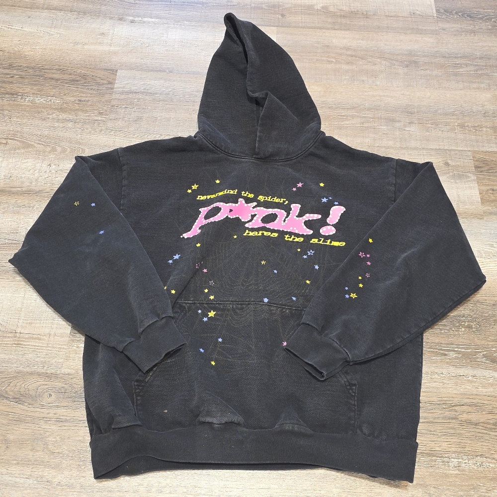 Sp5der P*NK Hoodie Black Size XL Authentic